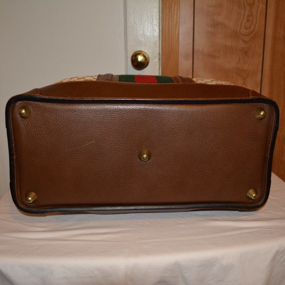 Rare Gucci Brown GG Canvas Web Travel Tote - Picture 6 of 8